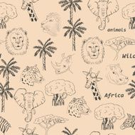 Seamless pattern with wild animals of Africa N2