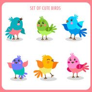 Set of cute birds in vector Colorful vector collection
