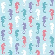 vector seamless pattern with seahorse