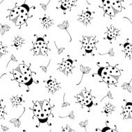 vector seamless pattern with ladybirds on white background