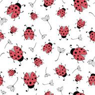 vector seamless pattern with ladybirds on white background N2