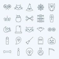 Line Holiday Halloween Icons Set