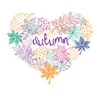 Patterned Autumn Leaves In A Heart Shape