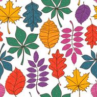 Seamless Pattern Of Colorful Autumn Leaves