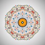 Ornamental round geometric pattern in aztec style N5
