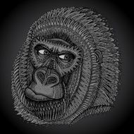 Patterned head of the gorilla in graphic style N2