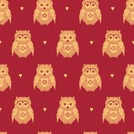 Vector seamless pattern with gold owls