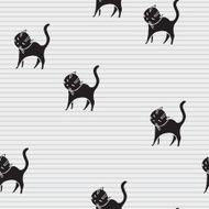 Cute Hipster Cats Seamless Pattern N4
