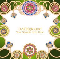 vector abstract ethnic patterns with a green background