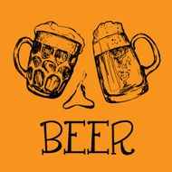 Hand drawn different glasses of beer