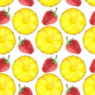 Watercolor seamless pattern with pineapple and