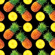 Watercolor seamless pattern with pineapples N4
