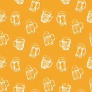 Seamless background with different glasses of beer
