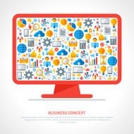 Monitor with flat business icons inside N2