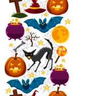 Happy halloween seamless pattern with characters and objects