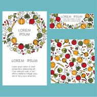 Vector banners with eco products and semless patern