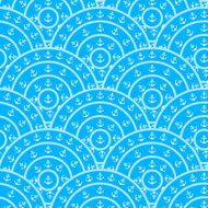 Circle With Anchor Shape Vector Seamless Pattern