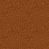 Thin Alcohol Beer Line Oktoberfest Seamless Brown Pattern