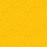 Thin Holiday Line Oktoberfest Yellow Seamless Pattern