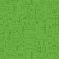 Thin Line Oktoberfest Holiday Seamless Green Pattern