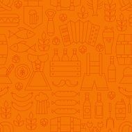 Thin Oktoberfest Line Alcohol Beer Orange Seamless Pattern