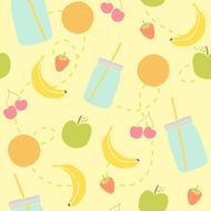 Mason jars and fruits seamless pattern
