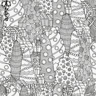 Seamless pattern for coloring book of Christmas trees