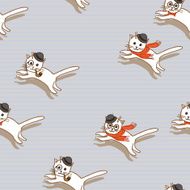 Cute Hipster Cats Seamless Pattern N5