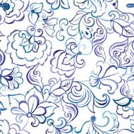 watercolor flowers seamless vector pattern N6