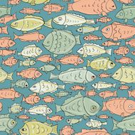 hand drawn fish seamless pattern N5