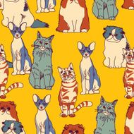 Cats group color seamless pattern N2