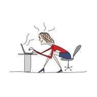 Programmer woman at work sketch for your design N7