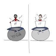 Yoga at work people with laptop for your design N3
