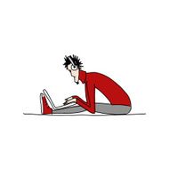 Yoga at work man with laptop for your design N4