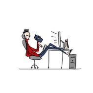 Programmer at work sketch for your design N17