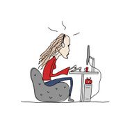 Programmer woman at work sketch for your design N10