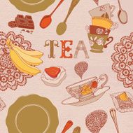 Tea time still life set vector illustration