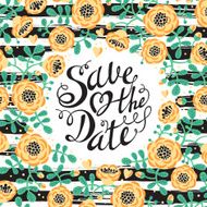 Wedding invitation cards with flowers and calligraphic letters Save the N3