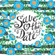 Wedding invitation cards with flowers and calligraphic letters Save the N4