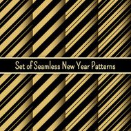 Set of black and gold seamless New Year party patterns