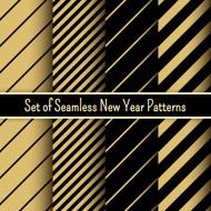 Set of black and gold seamless New Year party patterns N2