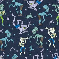 Vector Spooky Zombies Halloween Seamless Pattern Isla Vista California Epic