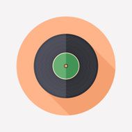 Vinyl flat round icon with long shadows