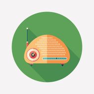 Vintage radio flat round icon with long shadows N2