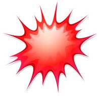 Red boom shape on white background