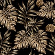 seamless pattern of gold leaves and flowers N2