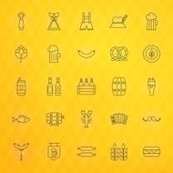 Oktoberfest Beer Thin Line Icons Set