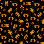 Halloween seamless pattern with pumpkins cobwebs and candles