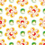 Autumn flowers Abstract geometric seamless pattern with colored circles