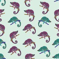 Seamless colorful background made of chameleons